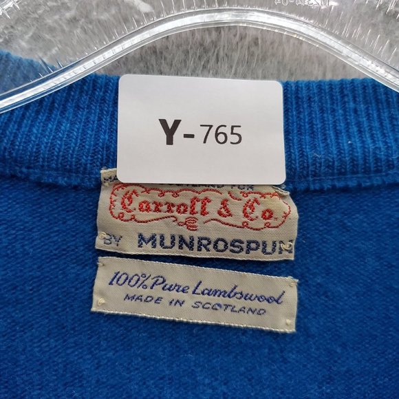 VINTAGE Carroll & Company Men Sweater Small Blue 100% Lambswool Munrospun READ - Picture 3 of 7